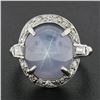 Image 3 : Antique Platinum GIA Ceylon NO HEAT Cabochon Blue Star Sapphire & Diamond Ring