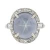 Image 5 : Antique Platinum GIA Ceylon NO HEAT Cabochon Blue Star Sapphire & Diamond Ring