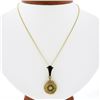 Image 1 : Antique Victorian 14K Gold Diamond Black Enamel Twisted Wire Pendant & 18" Chain