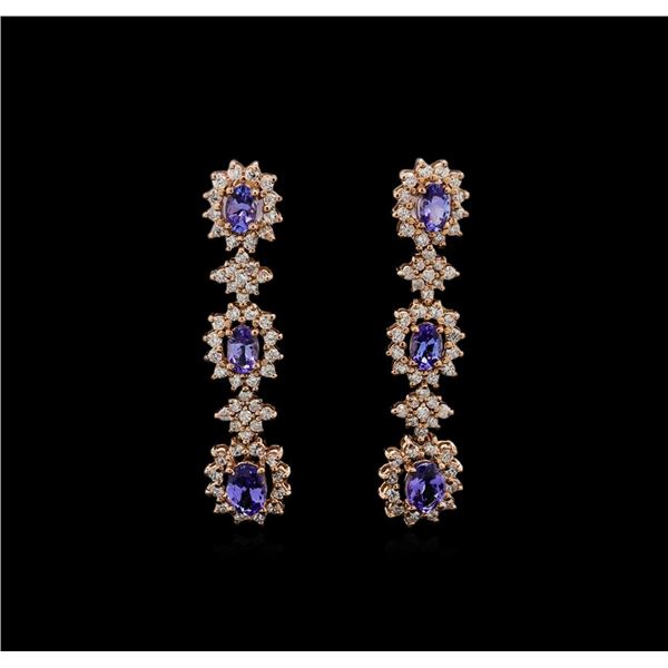 14KT Rose Gold 5.16 ctw Tanzanite and Diamond Earrings