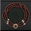Image 1 : Trianon 3 Strand Carnelian & Rock Crystal Bead Necklace & Cameo 14k Gold Pendant