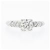 Image 4 : Vintage 14K White Gold.73 ctw Transitional Cut Diamond Engagement Ring w/ Accent