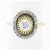 Image 1 : Unique Vintage 14k Two Tone Gold .57 ctw Diamond Halo Open Work Domed Platter Ri