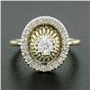 Image 2 : Unique Vintage 14k Two Tone Gold .57 ctw Diamond Halo Open Work Domed Platter Ri