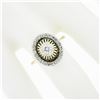 Image 3 : Unique Vintage 14k Two Tone Gold .57 ctw Diamond Halo Open Work Domed Platter Ri