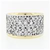 Image 4 : Vintage BREV 14k Gold & Platinum 1.56 ctw 4 Row Pave Diamond Wide Bombe Band Rin