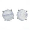 Image 1 : New 14K White Gold 3.54 ctw Round Cabochon Blue Prong Set Moonstone Stud Earring