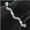 Image 3 : 18K Gold 7" 1.60 ctw Baguette Channel Set Diamond Dual Finish Wavy Link Bracelet