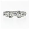 Image 4 : Vintage Platinum 1.35 ctw Floating Diamond w/ Accents Hand Engraved Work Band Ri