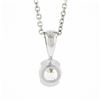 Image 6 : New 14k White Gold 0.56 ctw European Diamond Half Bezel Solitaire Pendant & Chai
