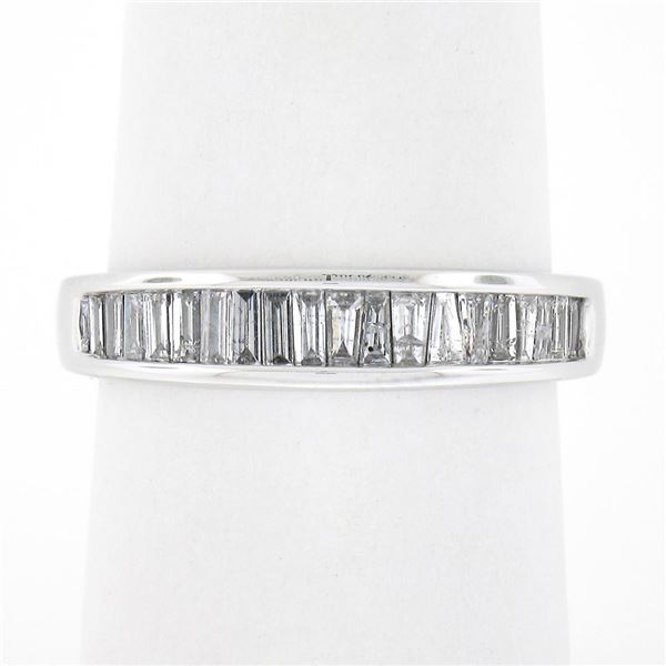 Solid 14K White Gold .60 ctw Baguette Cut Channel Set Diamond Stackable Band Rin