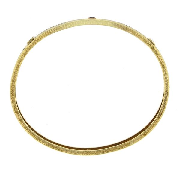 Antique Art Deco Solid 14K TT Gold Sapphire Etched 7.5" Slip On Bangle Bracelet