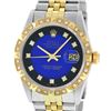 Image 1 : Rolex Mens Two Tone Blue Vignette Diamond Datejust Datejust 36MM