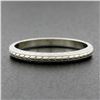 Image 2 : Antique Art Deco 18k White Gold Engraved Wheat Work Eternity Wedding Band Ring