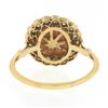 Image 6 : Antique Edwardian 18K Gold Platinum Button Angel Skin Coral w/ Diamond Halo Ring