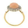 Image 7 : Antique Edwardian 18K Gold Platinum Button Angel Skin Coral w/ Diamond Halo Ring