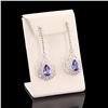 Image 3 : 6.74 ctw Tanzanite and 3.35 ctw Diamond 14K White Gold Dangle Earrings