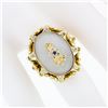 Image 3 : Vintage 18k Gold Oval Cut Frosted Quartz Rock Crystal Diamond & Sapphire Ring