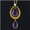 Image 3 : Antique 14k Gold Art Nouveau Brassler Co. Amethyst Pearl Dangle Lavalier Pendant