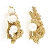 Image 6 : Vintage 14K Gold Cultured Pearl Textured Overlap Knot Clip On Statement Earrings