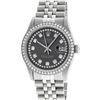 Image 2 : Rolex Mens Stainless Steel Black String Diamond 36MM Datejust Wristwatch