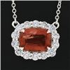 Image 3 : NEW 18K White Gold 3.61 ctw GIA Cushion Spinel w/ Diamond Halo Pendant Necklace