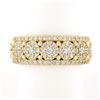 Image 1 : Unisex Fancy 10k Yellow Gold 2 ctw Round Brilliant Diamond Wide Cluster Band Rin