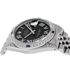 Image 9 : Rolex Mens Stainless Steel Black Roman Diamond Lugs And Sapphire Datejust Wristw