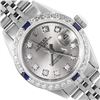 Image 1 : Rolex Ladies Stainless Steel Gray Diamond And Sapphire Date Wristwatch 26MM