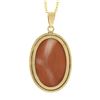 Image 2 : Vintage 14k Gold Bezel Oval Cabochon Pink Coral w/ Twisted Frame Pendant & Chain