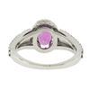 Image 7 : 18k White Gold 1.71 ctw Oval Prong Pink Sapphire & Round Diamond Engagement Ring
