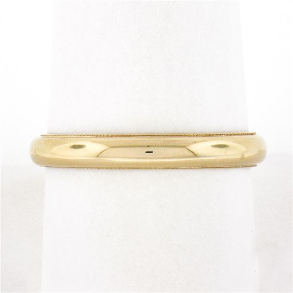 Classic 14k Yellow Gold 3.5mm Domed Polished w/ Milgrain Stack Wedding Band Ring