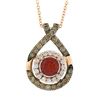 Image 6 : Le Vian 14k Gold Round Tangerine Fire Opal & Diamond Teardrop Pendant w/ Chain