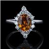 Image 1 : 1.75 ctw Yellow-Orange Sapphire and 0.51 ctw Diamond Platinum Ring (GIA CERTIFIE
