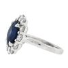 Image 7 : Platinum 6.42 ctw GIA Round Sapphire & Diamond Halo Low Profile Statement Ring
