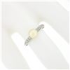 Image 3 : Antique Art Deco.900 Platinum Cultured Pearl Solitaire Single Cut Diamond Ring