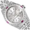 Image 1 : Rolex Ladies Quickset Stainless Steel 18K White Gold Diamond And Ruby Datejust W