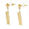 Image 3 : 14k Yellow Gold Detailed Filigree Floral Open Work Squared Drop Dangle Earrings