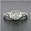 Image 2 : Antique Art Deco 18k Gold 0.38 ctw European Diamond Open Filigree Engagement Rin