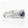 Image 5 : 14k White Gold 0.77 ctw Amethyst Solitaire & Diamond Wavy Insert Band Ring Set