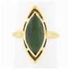 Image 1 : 14K Yellow Gold Bezel Marquise Cabochon Jade Open Frame Simple Solitaire Ring