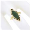 Image 3 : 14K Yellow Gold Bezel Marquise Cabochon Jade Open Frame Simple Solitaire Ring