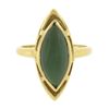 Image 4 : 14K Yellow Gold Bezel Marquise Cabochon Jade Open Frame Simple Solitaire Ring