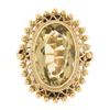 Image 4 : Vintage 18k Gold Milgrain Bezel Oval Citrine Open Work Beaded Large Platter Ring