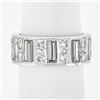 Image 1 : Platinum 4 ctw Straight Baguette & Round High Quality Diamond Eternity Band Ring