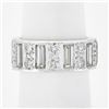 Image 3 : Platinum 4 ctw Straight Baguette & Round High Quality Diamond Eternity Band Ring