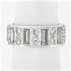 Image 4 : Platinum 4 ctw Straight Baguette & Round High Quality Diamond Eternity Band Ring