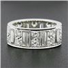 Image 5 : Platinum 4 ctw Straight Baguette & Round High Quality Diamond Eternity Band Ring