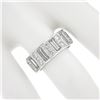 Image 6 : Platinum 4 ctw Straight Baguette & Round High Quality Diamond Eternity Band Ring