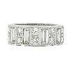 Image 7 : Platinum 4 ctw Straight Baguette & Round High Quality Diamond Eternity Band Ring